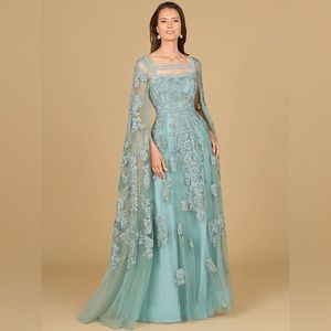 Lara 29138 - Lace Gown with Long Cape